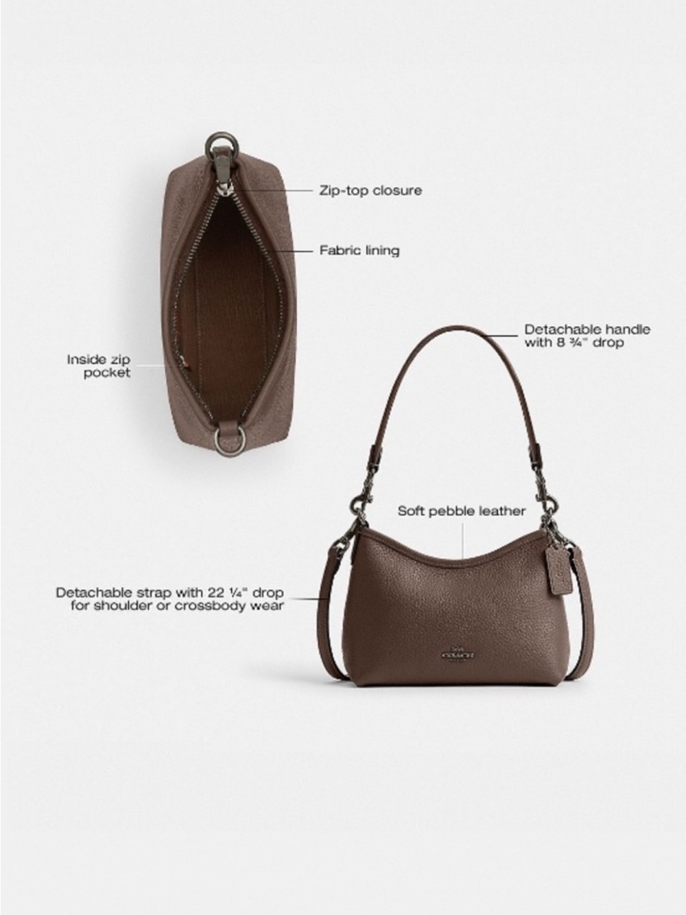 COACH Small Laurel Crossbody/Shoulder Bag - color Stone - Picture 7 of 10
